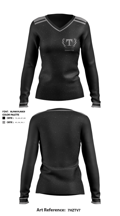 Dominion High School Gymnastics 4525189 Women's Long Sleeve V-neck Shirt - 1