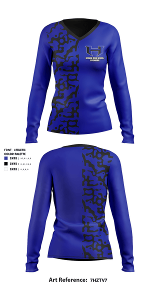 Women's Long Sleeve Vneck Shirt, Hebron High School Swimming, School Spirit Store, Teamtime, Team time, sublimation, custom sports apparel, team uniforms, spirit wear, spiritwear, sports uniforms, custom shirts, team store, custom team store, fundraiser sports, apparel fundraiser