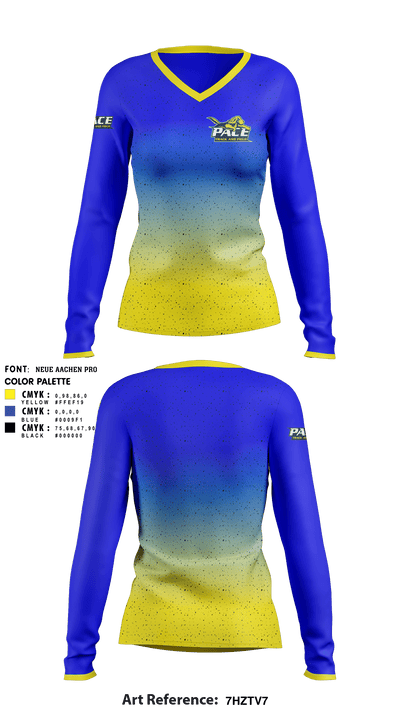 Pace Girls Track & Field 89547709 Women's Long Sleeve V-neck Shirt - 3