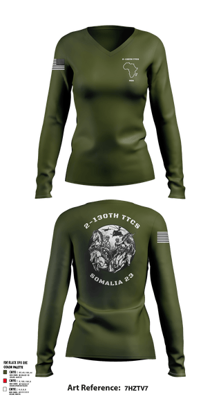 Women's Long Sleeve Vneck Shirt, , Army, Teamtime, Team time, sublimation, custom sports apparel, team uniforms, spirit wear, spiritwear, sports uniforms, custom shirts, team store, custom team store, fundraiser sports, apparel fundraiser