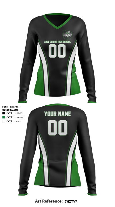 Azle Junior High School Women's Volleyball 57984853 Women's Long Sleeve V-neck Shirt - 1