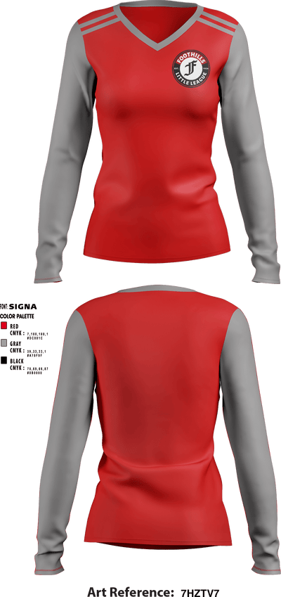 Calgary Foothills Little League 65986473 Women's Long Sleeve V-neck Shirt - 1