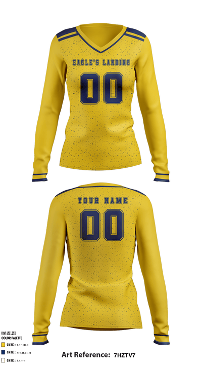 Eagle's Landing High School Women's Volleyball 18232717 Women's Long Sleeve V-neck Shirt - 2