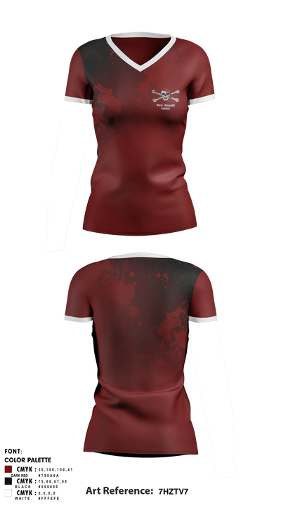 Port Charlotte High School Tennis 8564501 Women's Short Sleeve V-neck Shirt - 1