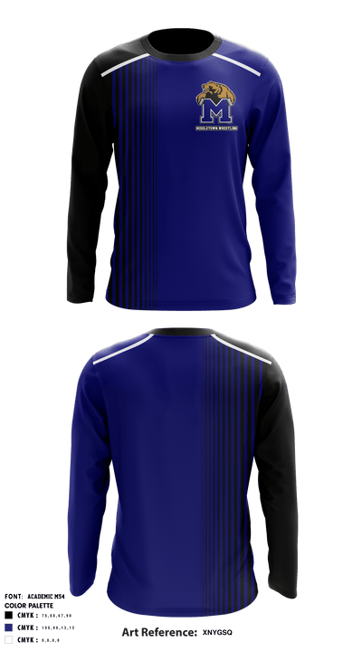Middletown High School Wrestling 54435437 Long Sleeve Rash Guard Shirt - 1