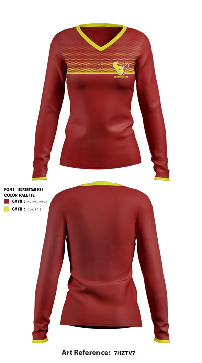 Hampton Cove Middle School 33906534 Women's Long Sleeve V-neck Shirt - 1