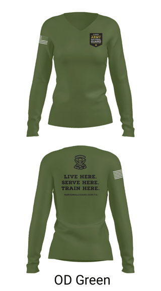 Women's Long Sleeve Vneck Shirt, , National Guard, Teamtime, Team time, sublimation, custom sports apparel, team uniforms, spirit wear, spiritwear, sports uniforms, custom shirts, team store, custom team store, fundraiser sports, apparel fundraiser