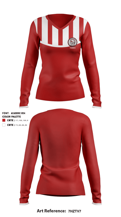 Troy High School Tennis 92320407 Women's Long Sleeve V-neck Shirt - 1