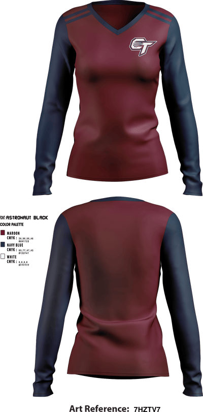 Cherokee Trail High School 84677483 Women's Long Sleeve V-neck Shirt - 1