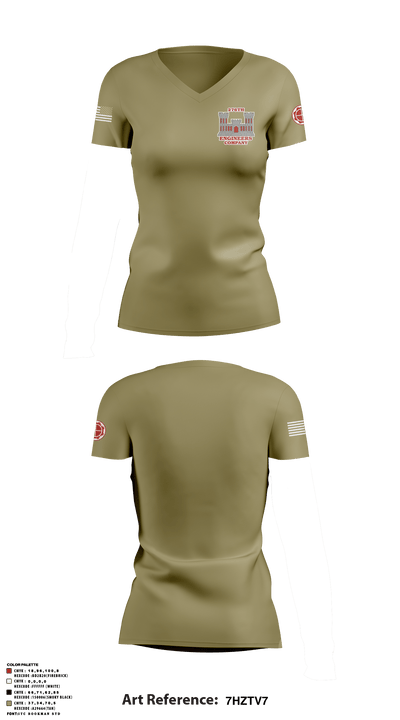 276th engineer company 74055705 Women's Short Sleeve V-neck Shirt - 4