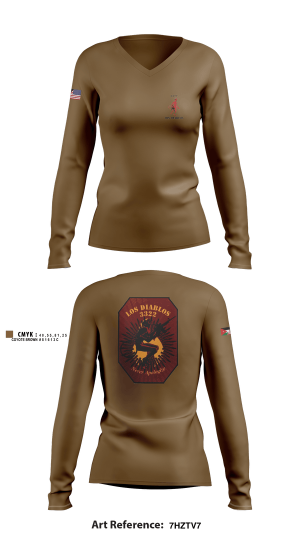 Women's Long Sleeve Vneck Shirt, , Army, Teamtime, Team time, sublimation, custom sports apparel, team uniforms, spirit wear, spiritwear, sports uniforms, custom shirts, team store, custom team store, fundraiser sports, apparel fundraiser