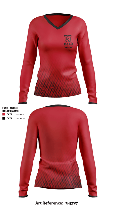 Ursuline Academy Upper School Swimming 33683237 Women's Long Sleeve V-neck Shirt - 1