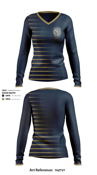 Tri-West High School Golf 24318444 Women's Long Sleeve V-neck Shirt - 1