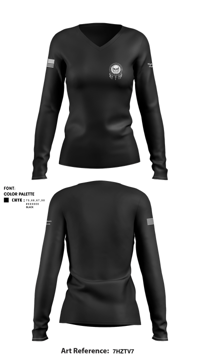 Nightmare 66114811 Women's Long Sleeve V-neck Shirt - 1