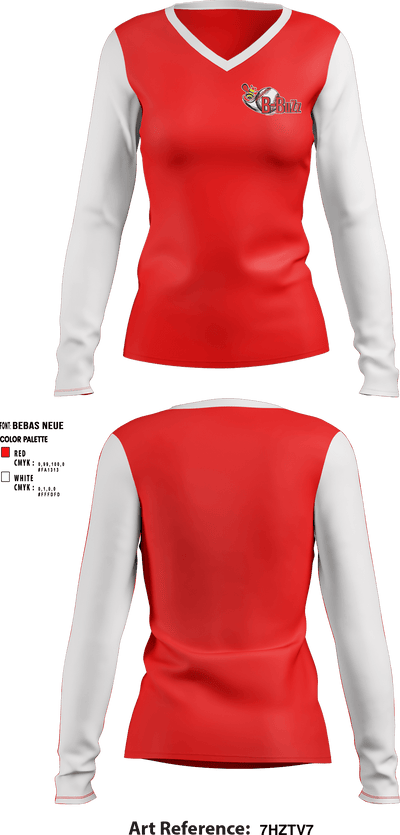 B Buzz Baseball League 70409945 Women's Long Sleeve V-neck Shirt - 1