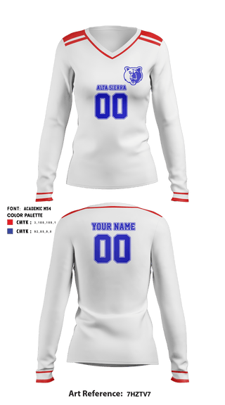 Women's Long Sleeve Vneck Shirt, Alta Sierra Intermediate School Volleyball, Women's Volleyball, Teamtime, Team time, sublimation, custom sports apparel, team uniforms, spirit wear, spiritwear, sports uniforms, custom shirts, team store, custom team store, fundraiser sports, apparel fundraiser