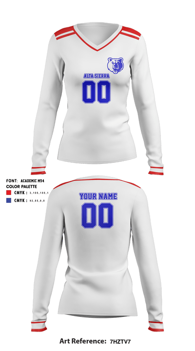 Alta Sierra Intermediate School Volleyball 73352215 Women's Long Sleeve V-neck Shirt - 2