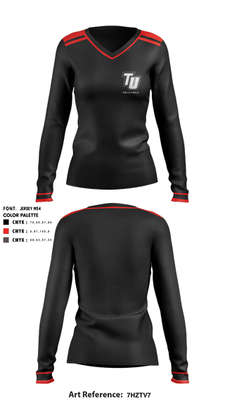 Women's Long Sleeve Vneck Shirt, TU, Women's Volleyball, Teamtime, Team time, sublimation, custom sports apparel, team uniforms, spirit wear, spiritwear, sports uniforms, custom shirts, team store, custom team store, fundraiser sports, apparel fundraiser