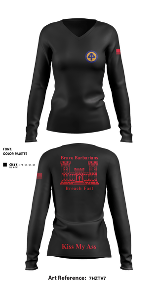 Women's Long Sleeve Vneck Shirt, , National Guard, Teamtime, Team time, sublimation, custom sports apparel, team uniforms, spirit wear, spiritwear, sports uniforms, custom shirts, team store, custom team store, fundraiser sports, apparel fundraiser