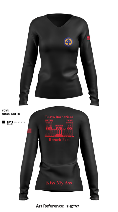 B 104th 82799853 Women's Long Sleeve V-neck Shirt - 5