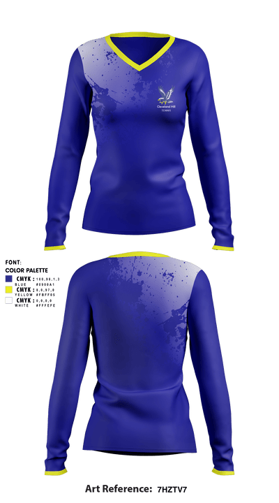 Cleveland Hill High School Tennis 1461357 Women's Long Sleeve V-neck Shirt - 1