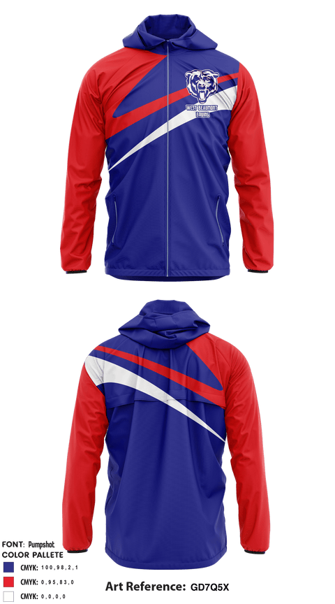 Windbreaker, West Beaumont Bruins Intermediate Football League, Football, Teamtime, Team time, sublimation, custom sports apparel, team uniforms, spirit wear, spiritwear, sports uniforms, custom shirts, team store, custom team store, fundraiser sports, apparel fundraiser