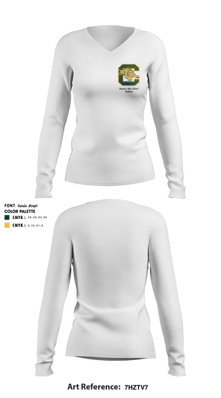 Women's Long Sleeve Vneck Shirt, Conway High School Football, Football, Teamtime, Team time, sublimation, custom sports apparel, team uniforms, spirit wear, spiritwear, sports uniforms, custom shirts, team store, custom team store, fundraiser sports, apparel fundraiser