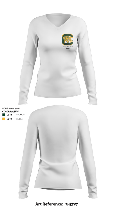 Conway High School Football 2543740 Women's Long Sleeve V-neck Shirt - 2