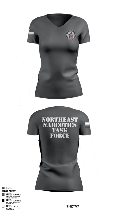 Northeast Narcotics Task Force 43091120 Women's Short Sleeve V-neck Shirt - 3