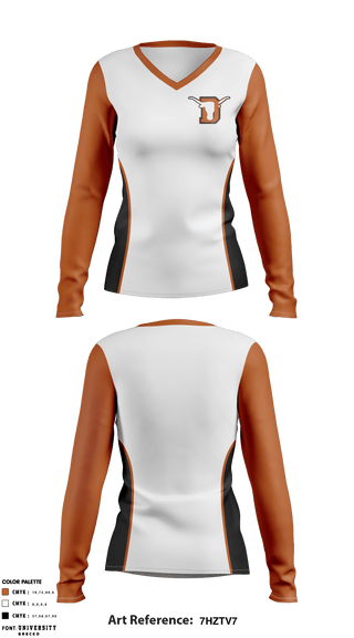 Women's Long Sleeve Vneck Shirt, Frank Dobie High School Women's Volleyball, Women's Volleyball, Teamtime, Team time, sublimation, custom sports apparel, team uniforms, spirit wear, spiritwear, sports uniforms, custom shirts, team store, custom team store, fundraiser sports, apparel fundraiser