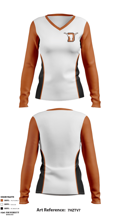 Frank Dobie High School Women's Volleyball 72380508 Women's Long Sleeve V-neck Shirt - 1