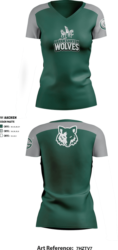 Green Canyon High School Wrestling 54384005 Women's Short Sleeve V-neck Shirt - 1