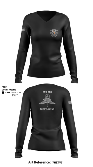 Women's Long Sleeve Vneck Shirt, 5th Special Forces Group, , Teamtime, Team time, sublimation, custom sports apparel, team uniforms, spirit wear, spiritwear, sports uniforms, custom shirts, team store, custom team store, fundraiser sports, apparel fundraiser