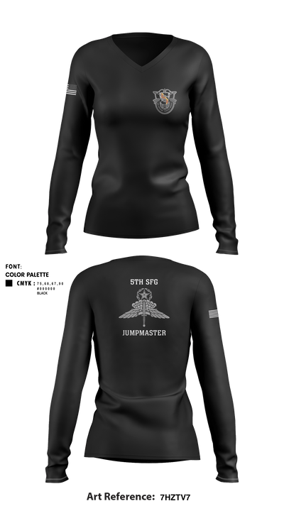 5th Special Forces Group 64398328 Women's Long Sleeve V-neck Shirt - 5