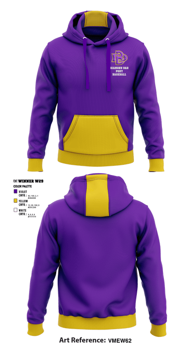 Diamond Bar Pony Baseball 12700368 Hoodie - 1