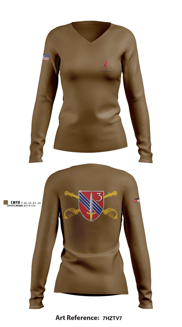 Women's Long Sleeve Vneck Shirt, , Army, Teamtime, Team time, sublimation, custom sports apparel, team uniforms, spirit wear, spiritwear, sports uniforms, custom shirts, team store, custom team store, fundraiser sports, apparel fundraiser