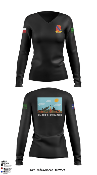 Crusaders 1/133rd FA 56474981 Women's Long Sleeve V-neck Shirt - 2