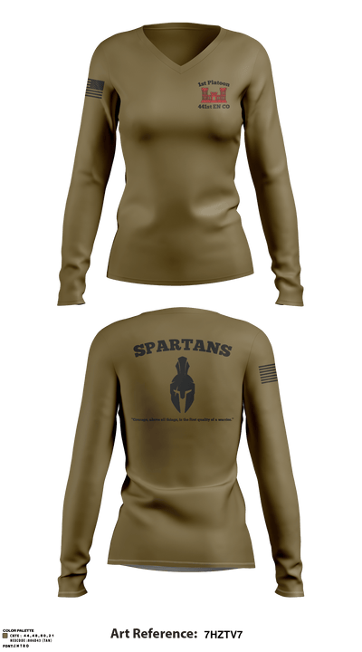 1st Platoon, 441st EN 71926407 Women's Long Sleeve V-neck Shirt - 4