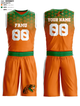 Basketball Uniform, FAMU Basketball, Men's Basketball, Teamtime, Team time, sublimation, custom sports apparel, team uniforms, spirit wear, spiritwear, sports uniforms, custom shirts, team store, custom team store, fundraiser sports, apparel fundraiser