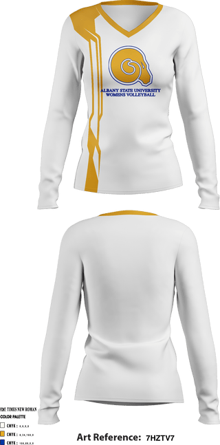 Women's Long Sleeve Vneck Shirt, Albany State University Women's Volleyball, Women's Volleyball, Teamtime, Team time, sublimation, custom sports apparel, team uniforms, spirit wear, spiritwear, sports uniforms, custom shirts, team store, custom team store, fundraiser sports, apparel fundraiser