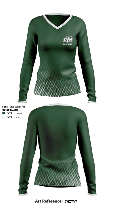 North Hall High School Swimming 67249085 Women's Long Sleeve V-neck Shirt - 2