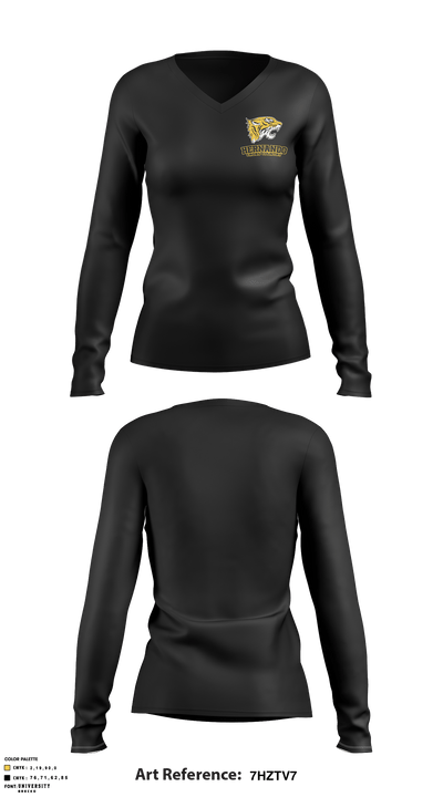 Hernando High School Cross Country 34767587 Women's Long Sleeve V-neck Shirt - 1