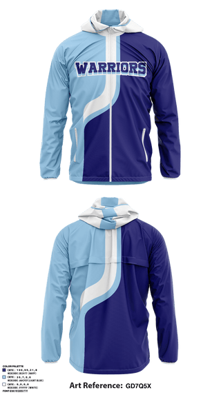 Windbreaker, WARRIORS, Track & Field, Teamtime, Team time, sublimation, custom sports apparel, team uniforms, spirit wear, spiritwear, sports uniforms, custom shirts, team store, custom team store, fundraiser sports, apparel fundraiser