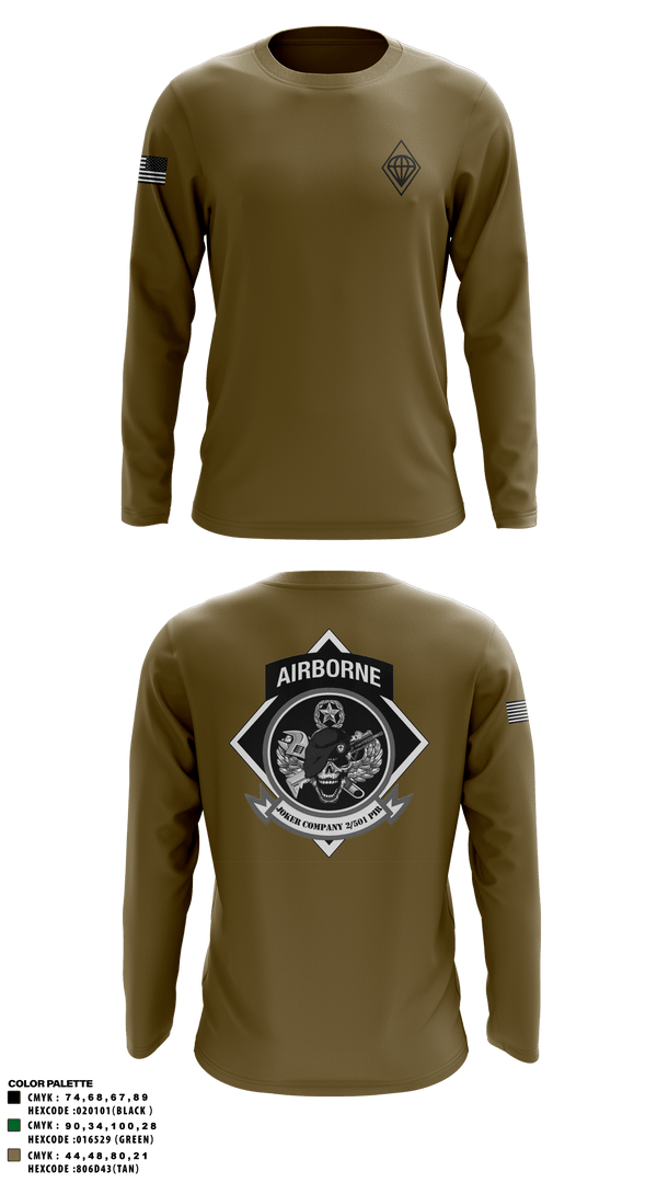 Long Sleeve Performance Shirt, Joker Company 2/501 PIR 76292379, Army, Teamtime, Team time, sublimation, custom sports apparel, team uniforms, spirit wear, spiritwear, sports uniforms, custom shirts, team store, custom team store, fundraiser sports, apparel fundraiser