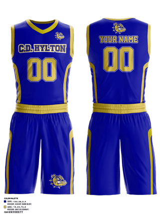 Basketball Uniform, C D Hylton High School Basketball, Women's Basketball, Teamtime, Team time, sublimation, custom sports apparel, team uniforms, spirit wear, spiritwear, sports uniforms, custom shirts, team store, custom team store, fundraiser sports, apparel fundraiser