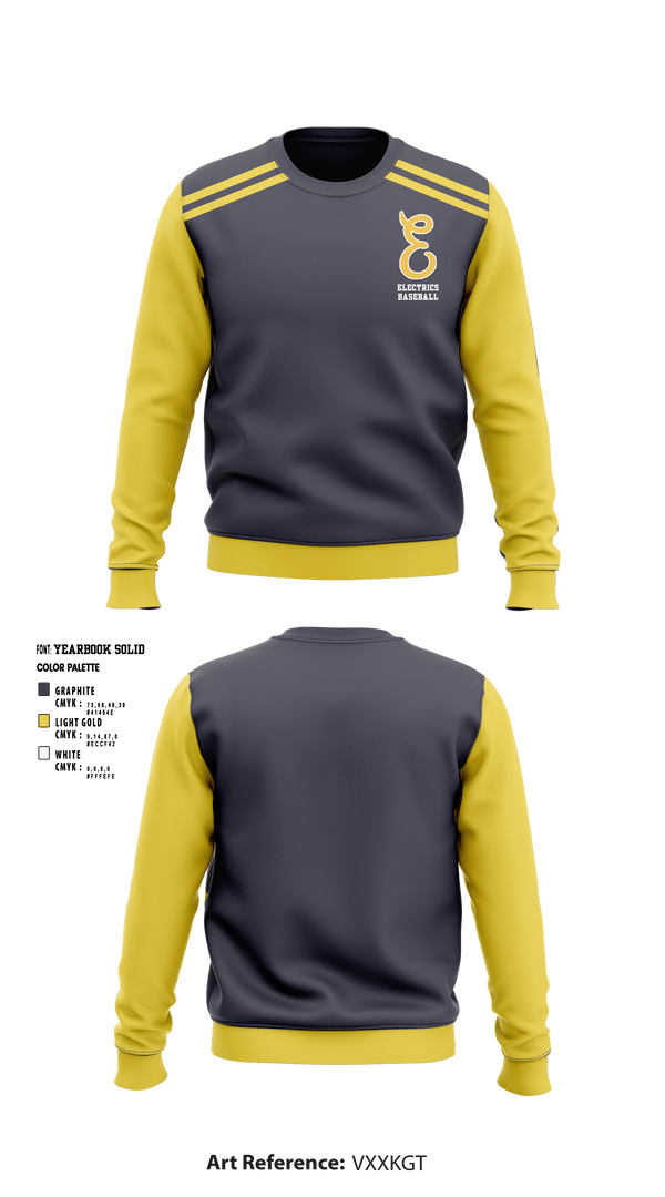 Crew Neck Sweatshirt, Electrics, Baseball, Teamtime, Team time, sublimation, custom sports apparel, team uniforms, spirit wear, spiritwear, sports uniforms, custom shirts, team store, custom team store, fundraiser sports, apparel fundraiser