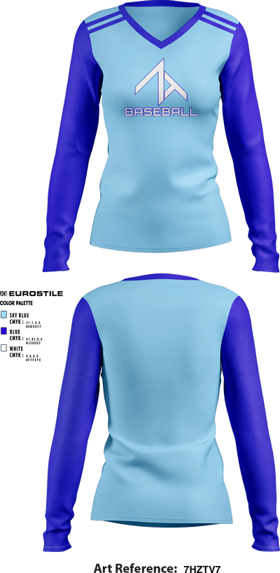 ZT Baseball 92871060 Women's Long Sleeve V-neck Shirt - 1
