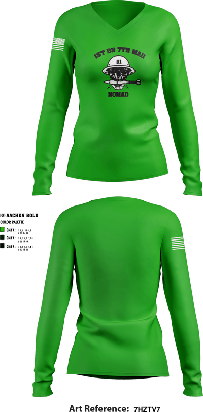 1/7 64584368 Women's Long Sleeve V-neck Shirt - 1