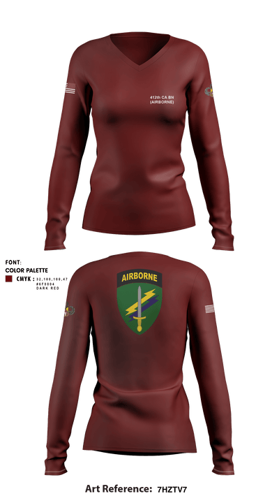 412TH CA BN 7160473 Women's Long Sleeve V-neck Shirt - 1