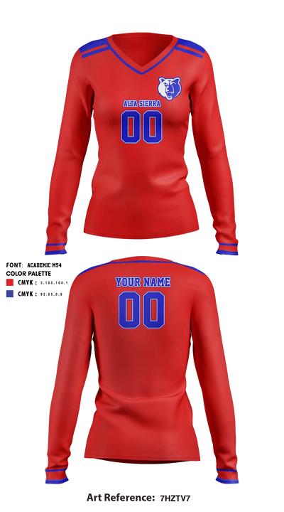 Alta Sierra Intermediate School Volleyball 73352215 Women's Long Sleeve V-neck Shirt - 1